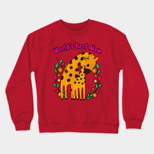 ❤️ World's Best Mom, 🦒 Giraffe Mother and Child Crewneck Sweatshirt